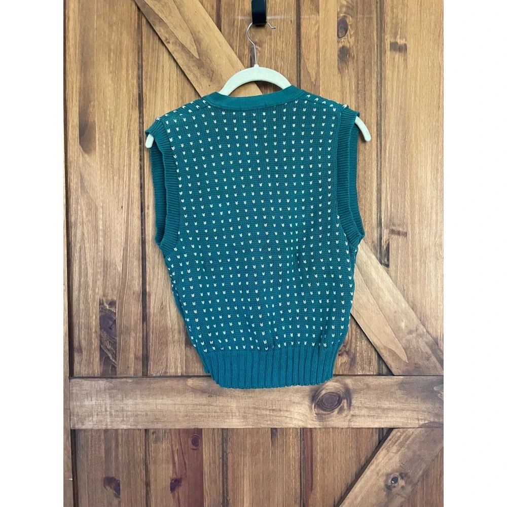 Vintage Lady Norman V-Neck Wrap Style Button-Front Knit Sweater Vest Made in USA
